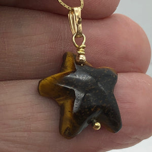 Tiger Eye Starfish Pendant Necklace | Semi Precious Stone | 14k gf Pendant - PremiumBead Alternate Image 3