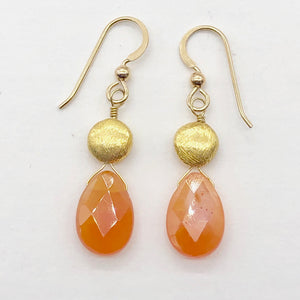 Botswana 14K Gold Filled Faceted Briolette Earrings | 1 3/4" Long | Peach |