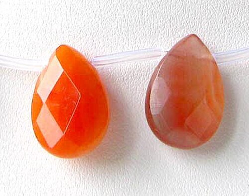 2 Mandarin Botswana Agate Briolette Beads 7253 - PremiumBead Primary Image 1