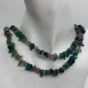 Wild Multi Color Fluorite Nugget Bead 36 inch Necklace | 7x5x2mm to 4x4x3mm |