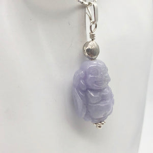Hand Carved Lavender Jade Buddha Pendant with Silver Findings | 1 5/8" Long - PremiumBead Alternate Image 3