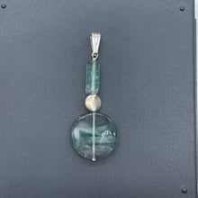 Load image into Gallery viewer, Fluorite Sterling Silver Striped Dangle Pendant | 2&quot; Long | Blue/Purple | 1 |
