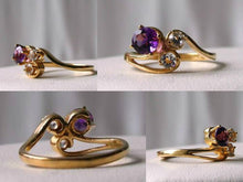 Load image into Gallery viewer, Purple Amethyst White topaz Solid 14Kt Yellow Gold Solitaire Ring Size 7 9982Az - PremiumBead Primary Image 1
