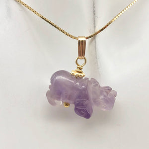 Amethyst Rhinoceros Pendant Necklace|Semi Precious Stone Jewelry|14k Pendant - PremiumBead Alternate Image 8