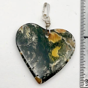 Limbcast Agate Agate Valentine Heart Silver Pendant | 30x28x2mm | Moss Green | - PremiumBead Alternate Image 6