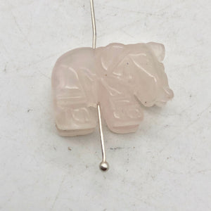 2 Wild Hand Carved Rose Quartz Elephant Beads | 22x15x9mm | Pink