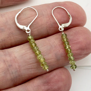 Untreated Green Sapphire Sterling Silver Roundel 9 Bead Earrings | 1 1/2" Long |