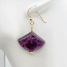 Load image into Gallery viewer, Natural Lepidolite 14Kgf Earrings | 1 3/4&quot; Long | Purple | Fan cut | 1 pair | - PremiumBead Alternate Image 2
