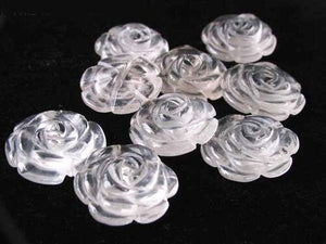 Bloomin' 2 Carved Clear Quartz Rose Flower Beads 009290QZ - PremiumBead Alternate Image 2