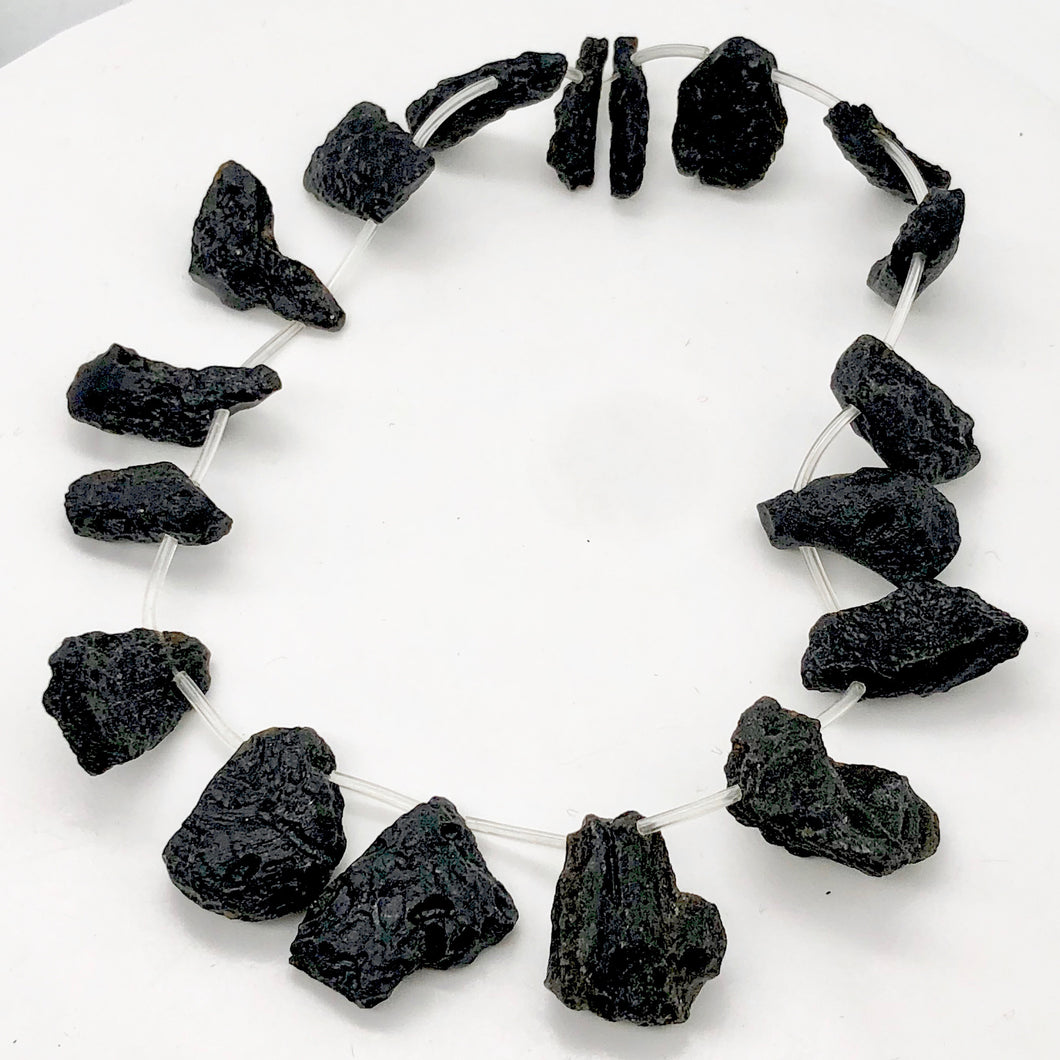 Tektite Natural Pendant Bead Strand | 33x25x15 to 26x8x7mm |18 Beads |