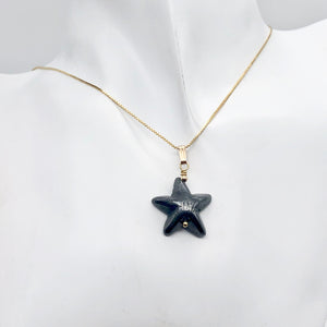Hematite Starfish Pendant Necklace | Semi Precious Stone | 14k gf Pendant - PremiumBead Alternate Image 4