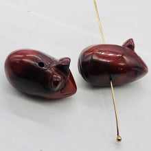 Load image into Gallery viewer, Cute Brecciated Jasper Carved Mouse Beads | 19x11x11 mm | Red

