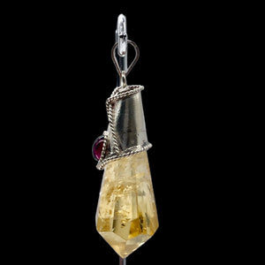 Carved Topaz Ruby Sterling Silver Pendant | 1 3/4" Long | Golden Red | 1 Pendant