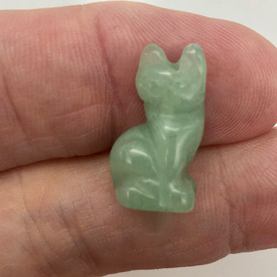 Adorable! Aventurine Sitting Carved Cat Figurine | 21x11x8mm | Green - PremiumBead Primary Image 1