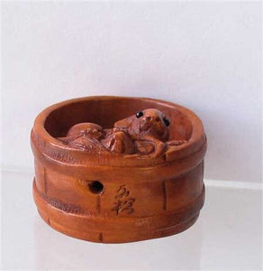 Carved Mouse in Barrel Boxwood Ojime/Netsuke Bead - PremiumBead Alternate Image 4
