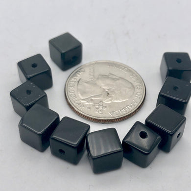 Ten AAA Black Obsidian with Some Rainbow Cube Beads - PremiumBead Primary Image 1