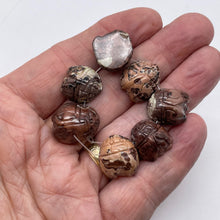 Load image into Gallery viewer, Carved 7 Red Flower Apache Jasper Bug Beads | 18x17x9mm | Pink Red Grey
