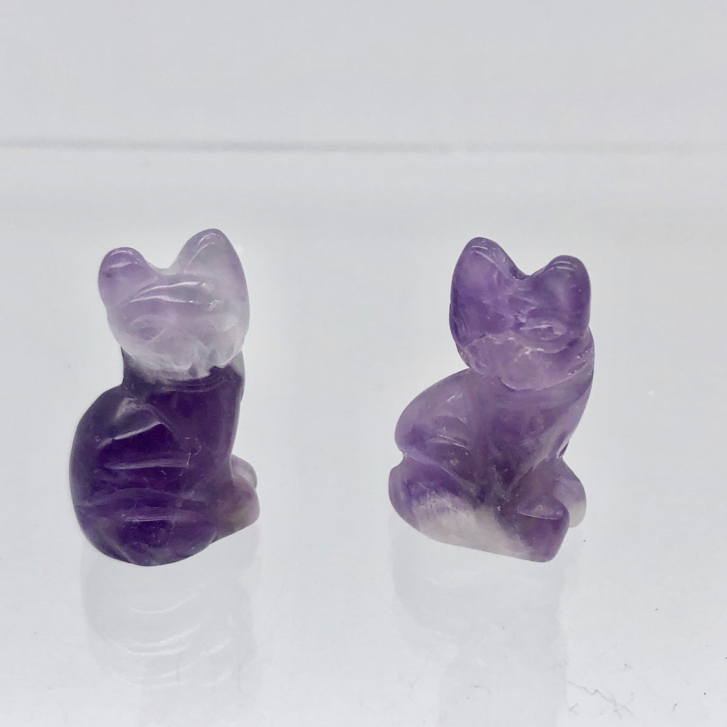 Adorable! 2 Amethyst Sitting Carved Cat Beads | 21x14x10mm | Purple - PremiumBead Primary Image 1