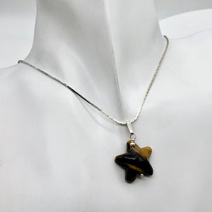 Tiger Eye Starfish Pendant Necklace | Semi Precious Stone | Silver Pendant | - PremiumBead Alternate Image 5