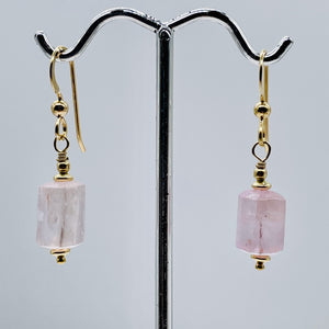 Kunzite 14K Gold Filled Dangle Earrings | 1 1/4" Long | Pink | 1 Pair |