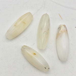 4 (Four) Pristine White Dendritic 28x10x10mm Opal Triangle cut Beads - PremiumBead Primary Image 1