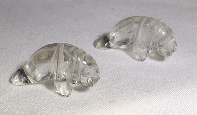 Grace 2 Carved Quartz Manatee Beads | 21x11x9mm | Clear - PremiumBead Primary Image 1