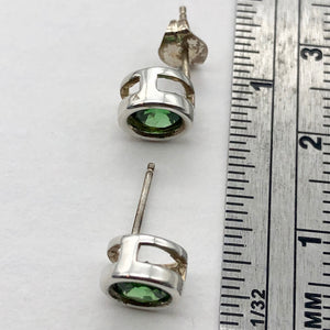 May Birthstone! Round 5mm Created Green Emerald Sterling Silver Stud Earrings - PremiumBead Alternate Image 6