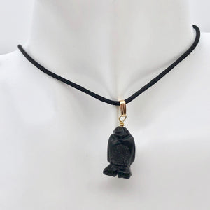 Tuxedo Obsidian Penguin 14K Gold Filled Pendant, Black and White 509273OBG - PremiumBead Alternate Image 6