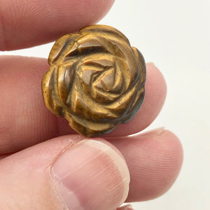 Bloomer 2 Carved Tigereye Rose Flower Beads | 21x7mm | Golden | 9290TE - PremiumBead Alternate Image 2
