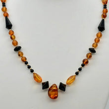 Load image into Gallery viewer, Beautiful Sparkling Amber and Onyx Bead 30&quot; Necklace 210791 - PremiumBead Primary Image 1

