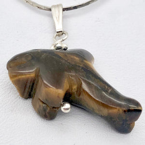 Tiger Eye Dolphin Pendant Necklace | Semi Precious Stone Jewelry | Silver | - PremiumBead Primary Image 1