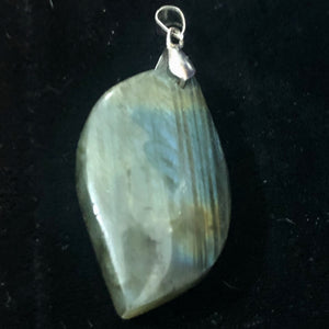 Labradorite Sterling Silver Natural | 1 1/2" Long | Blue Rivers | 1 Pendant |
