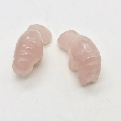 Grace 2 Carved Icy Rose Quartz Manatee Beads | 21x11x9mm | Pink - PremiumBead Primary Image 1