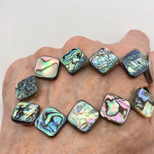 Load image into Gallery viewer, Blue Sheen Abalone 15mm Square Pendant Bead Strand - PremiumBead Alternate Image 7
