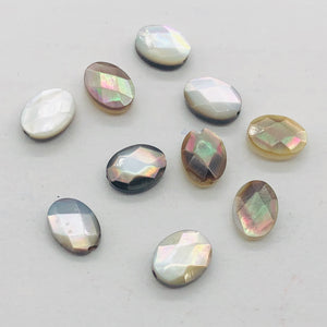 Phenomenal Faceted Tahitian Mother of Pearl Oval Beads | 8x6mm | 10 Beads |