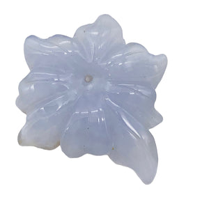 35.5cts Exquisitely Hand Carved Blue Chalcedony Flower Pendant Bead