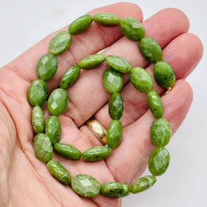 Intense Faceted Moss Jade Focal 14x10x6mm Bead Strand 102482