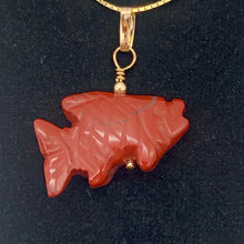 Load image into Gallery viewer, Jasper Koi Fish Pendant Necklace | Semi Precious Stone Jewelry | 14kgf Pendant | - PremiumBead Alternate Image 3
