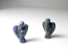 Load image into Gallery viewer, 2 Loving Hand Carved Blue Sodalite Guardian Angels 9284SD | 21x14x8mm | Blue white - PremiumBead Primary Image 1
