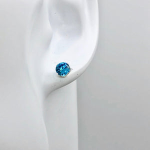 December Birthstone 5mm Lab Blue Zircon Sterling Silver Earrings - PremiumBead Alternate Image 3