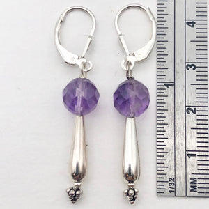 Semi-Precious Royal Natural Faceted 8mm Amethyst Sterling Silver Drop Earrings - PremiumBead Primary Image 1