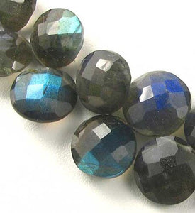 1 Fiery Labradorite 11x5mm Faceted Coin Briolette Bead 9637C - PremiumBead Primary Image 1