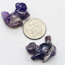 Load image into Gallery viewer, Just Nuts! 2 Amethyst Carved Squirrel Beads | 22x15x10mm | Purple
