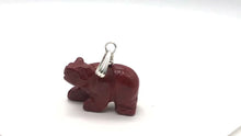 Load and play video in Gallery viewer, Natural Braciated Jasper Bear Sterling Silver Pendant | 13x18x9mm | Dark Brick Red
