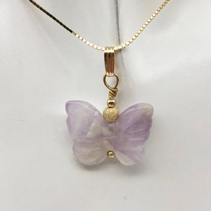 Flutter Carved Light Purple Amethyst Butterfly 14K Gold Filled Pendant 509256AMG - PremiumBead Alternate Image 3