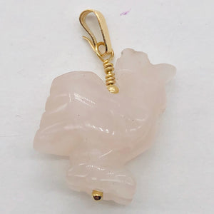 Rose Quartz Rooster Pendant Necklace