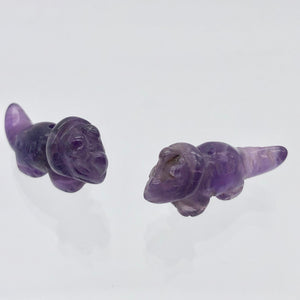Dinosaur 2 Carved Amethyst Triceratops Beads | 22x11x7.5mm | Purple - PremiumBead Primary Image 1