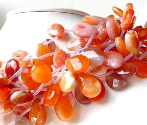 2 Mandarin Botswana Agate Briolette Beads 7253 - PremiumBead Alternate Image 2