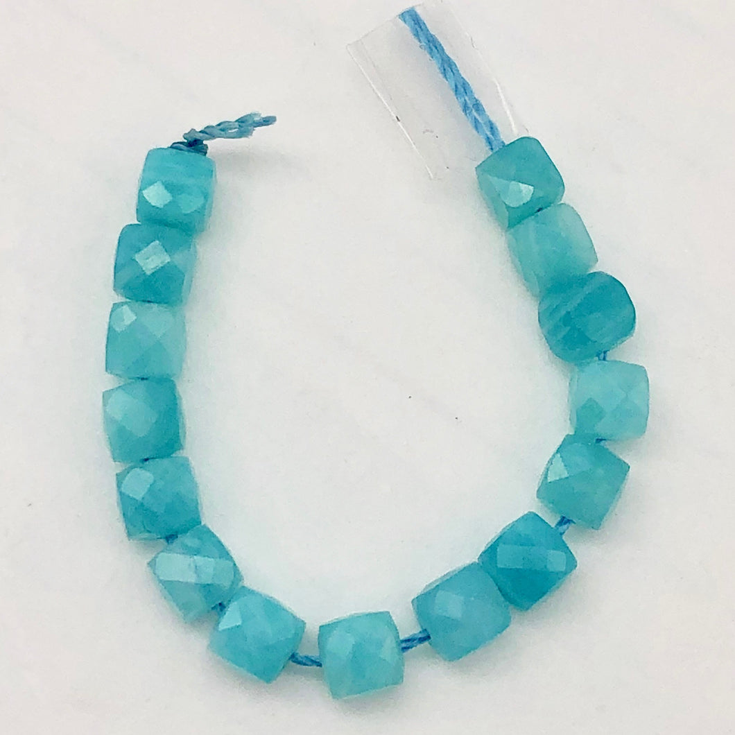 Amazonite Cube Beads for Jewelry Making | 4mm | Blue | 15 Bead(s) |