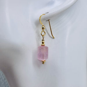 Kunzite 14K Gold Filled Dangle Earrings | 1 1/4" Long | Pink | 1 Pair |